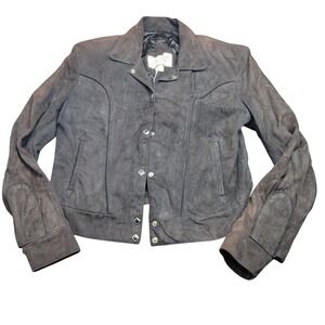 Vintage Black Leather Jacket Continental Leather Fashions MOD USA Button Up...